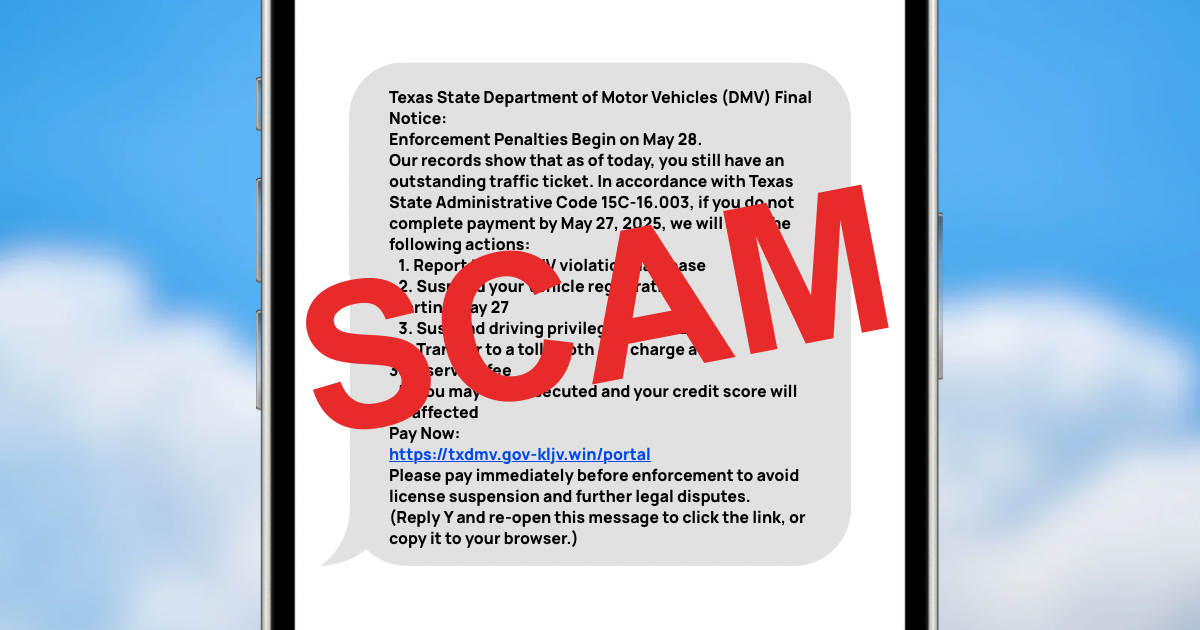 Texans targeted by fake TxDMV scam